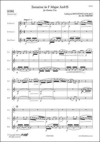 Sonatine in F Major AnH5 - L.V BEETHOVEN - <font color=#666666>Clarinet Trio</font>