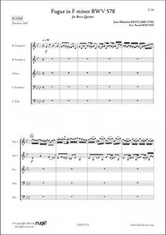 Fugue in F minor - BWV578 - J.S. BACH - <font color=#666666>Brass Quintet</font>