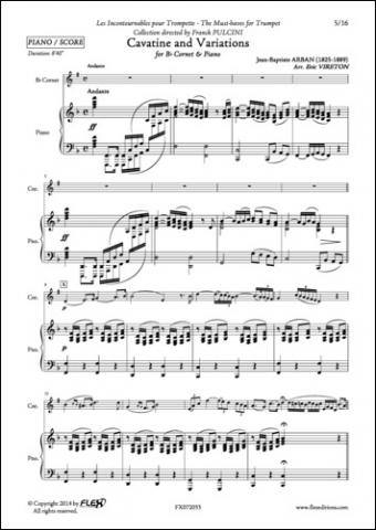Cavatina and Variations - J. B. ARBAN - <font color=#666666>Cornet and Piano</font>