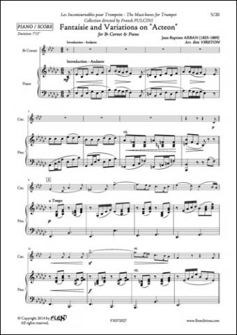Fantaisie and Variations on Acteon - J. B. ARBAN - <font color=#666666>Cornet and Piano</font>