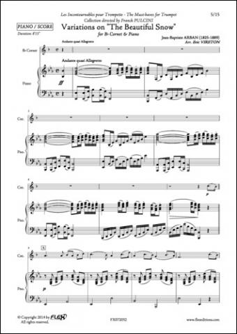 Variations on The Beautiful Snow - J. B. ARBAN - <font color=#666666>Cornet and Piano</font>