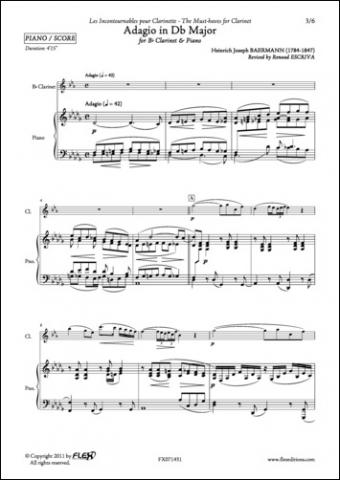 Adagio in Db Major - H. J. BAERMANN - <font color=#666666>Clarinet and Piano</font>
