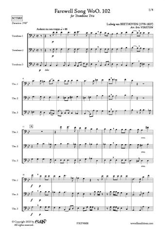 Farewell Song WoO. 102 - L. V. BEETHOVEN - <font color=#666666>Trombone Trio</font>
