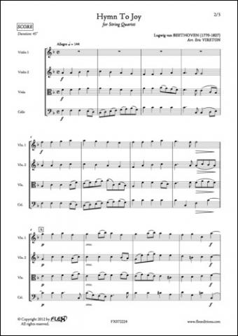 Hymn To Joy - L. van BEETHOVEN - <font color=#666666>String Quartet</font>