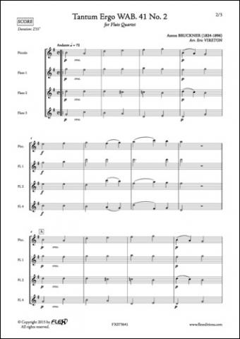 Tantum Ergo WAB. 41 No. 2 - A. BRUCKNER - <font color=#666666>Flute Quartet</font>