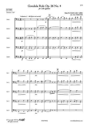 Gondola Ride Op. 26 No. 4 - N. GADE - <font color=#666666>Cello Quintet</font>