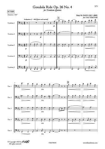 Gondola Ride Op. 26 No. 4 - N. GADE - <font color=#666666>Trombone Quintet</font>