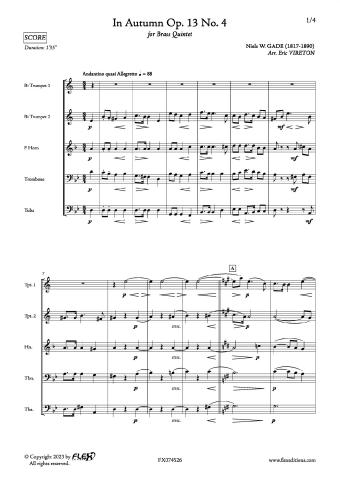 In Autumn Op. 13 No. 4 - N. GADE - <font color=#666666>Brass Quintet</font>