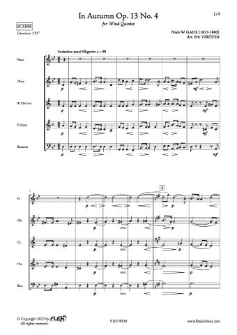 In Autumn Op. 13 No. 4 - N. GADE - <font color=#666666>Wind Quintet</font>