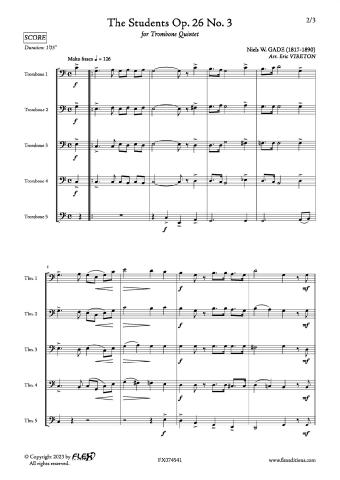 The Students Op. 26 No. 3 - N. GADE - <font color=#666666>Trombone Quintet</font>