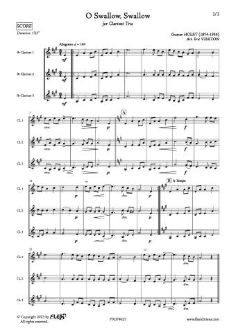 O Swallow, Swallow - G. HOLST - <font color=#666666>Clarinet Trio</font>
