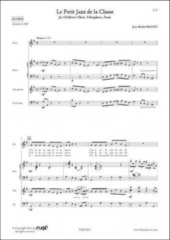 Le Petit Jazz de la Classe - J.-M. MAURY - <font color=#666666>Children's Choir and Small Ensemble</font>