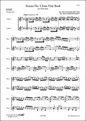 Sonata No. 5 from First Book - J.-M. LECLAIR - <font color=#666666>Violin Duet</font>