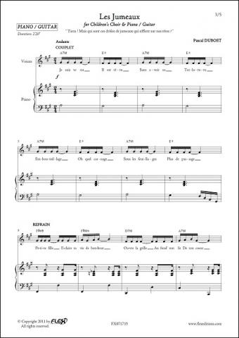 Les Jumeaux - P. DUBOST - <font color=#666666>Children's Choir and Piano or Guitar</font>