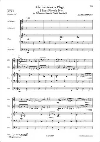 Clarinettes à la Plage - J.-M. MAURY - <font color=#666666>Clarinet Duet, Piano & Double Bass (opt.)</font>