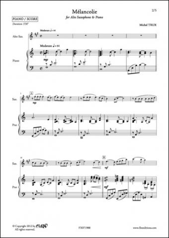 Mélancolie - M. TRUX - <font color=#666666>Alto Saxophone and Piano</font>