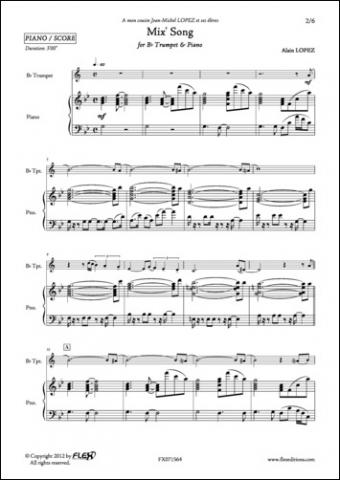 Mix' Song - A. LOPEZ - <font color=#666666>Trumpet and Piano</font>