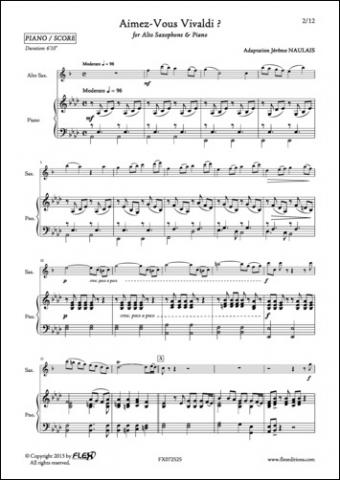 Aimez-Vous Vivaldi ? - A. VIVALDI - J. NAULAIS - <font color=#666666>Alto Saxophone and Piano</font>