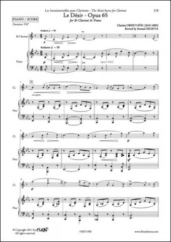 Le Désir - Opus 65 - C. OBERTHUR - <font color=#666666>Clarinet and Piano</font>