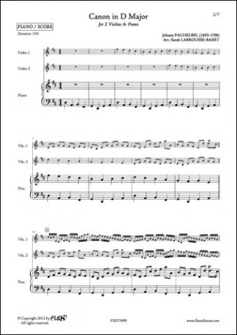 Canon in D Major - J. PACHELBEL - <font color=#666666>Violins Duet and Piano</font>