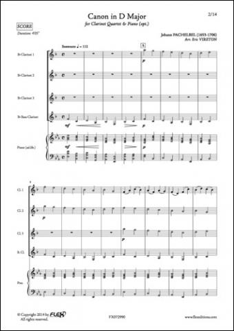 Canon in D Major - J. PACHELBEL - <font color=#666666>Clarinet Quartet and Piano</font>