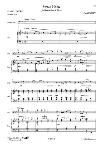 Sweet Home - P. PROUST - <font color=#666666>Double Bass and Piano</font>