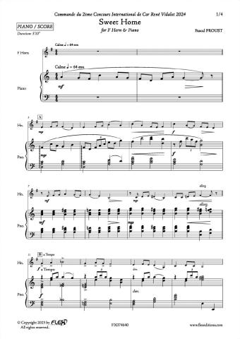Sweet Home - P. PROUST - <font color=#666666>Horn and Piano</font>