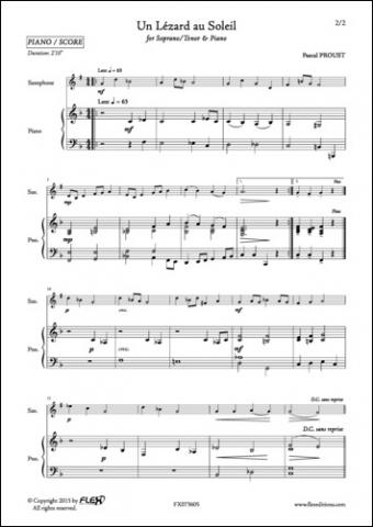 Un Lézard au Soleil - P. PROUST - <font color=#666666>Soprano/Tenor Saxophone and Piano</font>