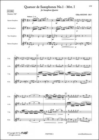 Quatuor de Saxophones No. 1 - Mvt. I - G. ARCENS - <font color=#666666>Saxophone Quartet</font>