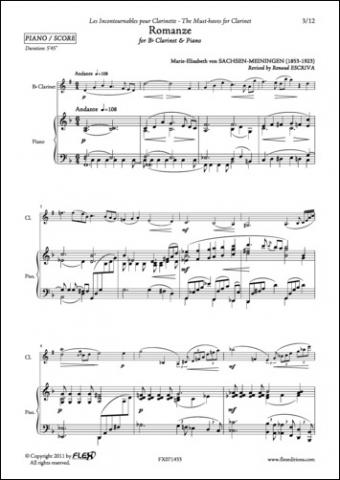 Romanze - M.-E. von SACHSEN-MEININGEN - <font color=#666666>Clarinet and Piano</font>