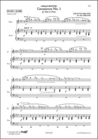 Gnossienne No. 1 - E. SATIE - <font color=#666666>Flute & Piano</font>