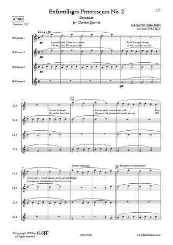 Enfantillages Pittoresques No. 2 - Berceuse - E. SATIE - <font color=#666666>Clarinet Quartet</font>