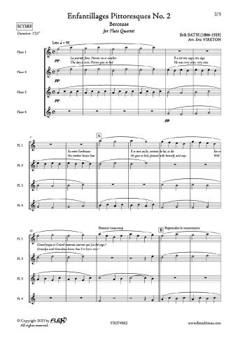 Enfantillages Pittoresques No. 2 - Berceuse - E. SATIE - <font color=#666666>Flute Quartet</font>
