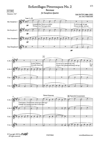 Enfantillages Pittoresques No. 2 - Berceuse - E. SATIE - <font color=#666666>SAxophone Quartet</font>
