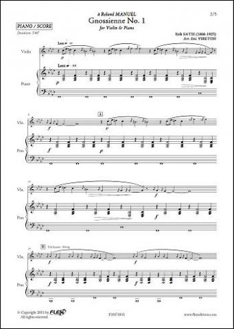 Gnossienne No. 1 - E. SATIE - <font color=#666666>Violin & Piano</font>