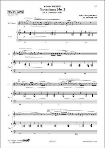 Gnossienne No. 2 - E. SATIE - <font color=#666666>Clarinet & Piano</font>
