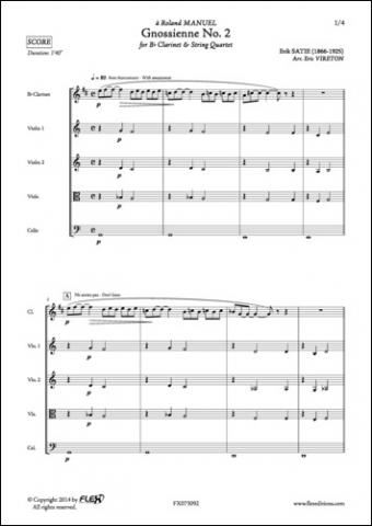 Gnossienne No. 2 - E. SATIE - <font color=#666666>Clarinet and String Quartet</font>