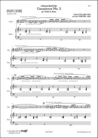 Gnossienne No. 2 - E. SATIE - <font color=#666666>Violin & Piano</font>