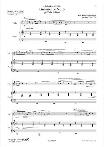 Gnossienne No. 3 - E. SATIE - <font color=#666666>Violin & Piano</font>