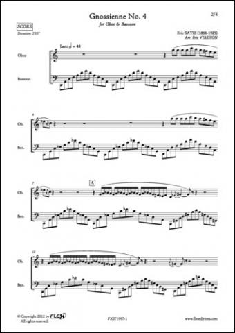 Gnossienne No. 4 - E. SATIE - <font color=#666666>Oboe and Bassoon Duet</font>