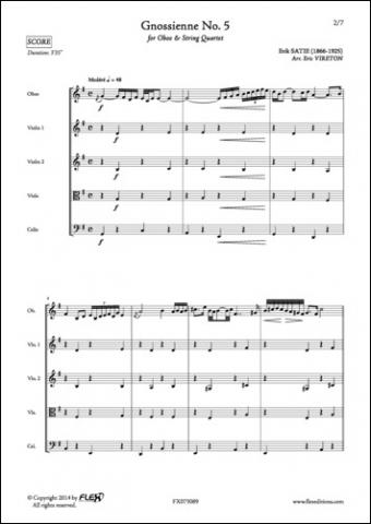 Gnossienne No. 5 - E. SATIE - <font color=#666666>Oboe and String Quartet</font>