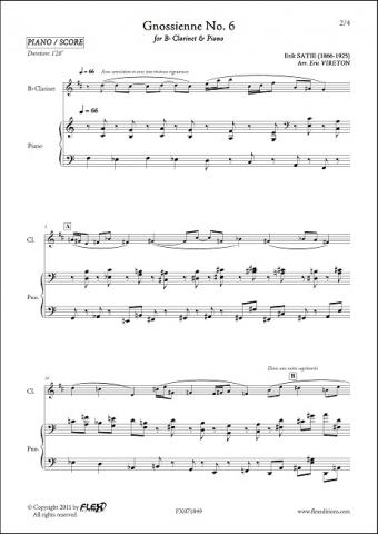 Gnossienne No. 6 - E. SATIE - <font color=#666666>Clarinet & Piano</font>
