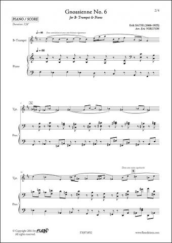 Gnossienne No. 6 - E. SATIE - <font color=#666666>Trumpet & Piano</font>