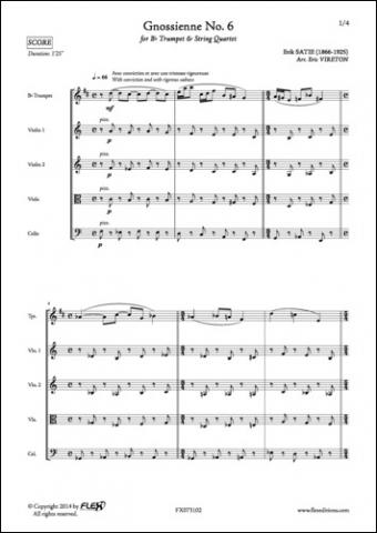 Gnossienne No. 6 - E. SATIE - <font color=#666666>Trumpet and String Quartet</font>