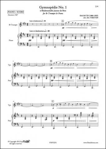 Gymnopédie No. 1 - E. SATIE - <font color=#666666>Trumpet and Piano</font>
