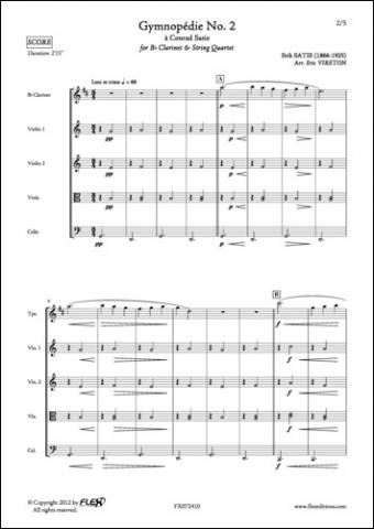 Gymnopedie No. 2 - E. SATIE - <font color=#666666>Clarinet and String Quartet</font>