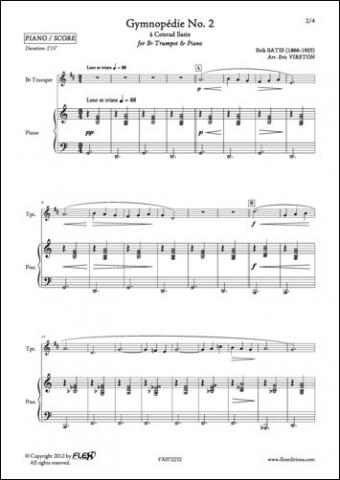 Gymnopédie No. 2 - E. SATIE - <font color=#666666>Trumpet and Piano</font>