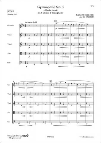 Gymnopedie No. 3 - E. SATIE - <font color=#666666>Clarinet and String Quartet</font>