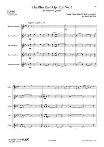 The Blue Bird Op. 119 No. 3 - C. V. STANFORD - <font color=#666666>Saxophone Quintet</font>