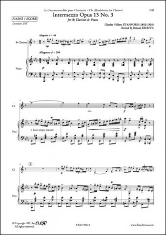 Intermezzo Opus 13 No. 3 - C. V. STANFORD - <font color=#666666>Clarinet and Piano</font>